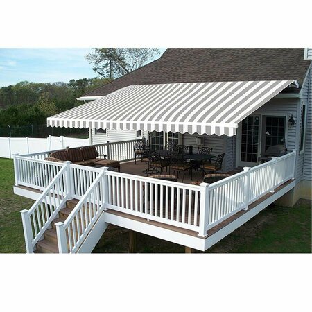 TEPEE SUPPLIES Retractable Motorized 20 x 10 Feet Home Patio Canopy Awning Sunshade Grey White Color TE2751376